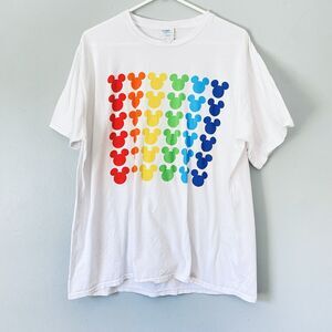 Port & Company Disney T Shirt XL White Rainbow Mickey Mouse Kidcore PRIDE LGBTQ